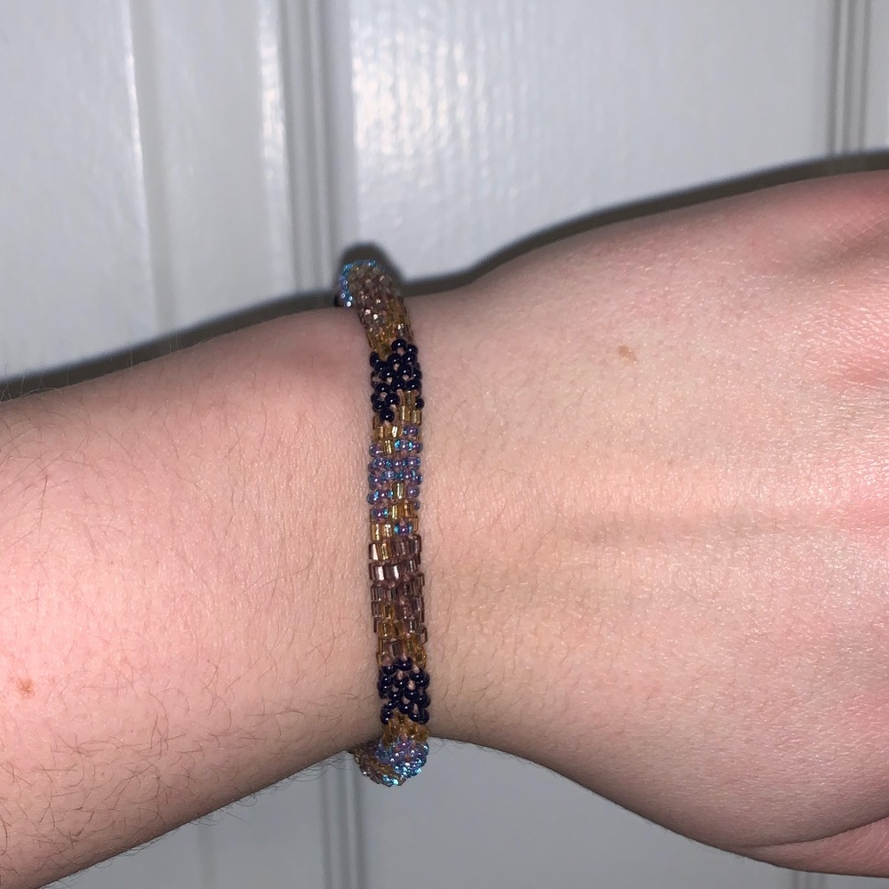 Purple & Gold Bead Bracelet